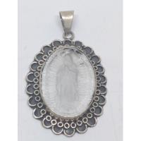 Medalla Virgen Guadalupe Cristal De Roca Bisel De Plata 925 , usado segunda mano   México 