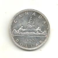 Moneda De Un Dolar En Plata 1965 Indios Con Canoa segunda mano   México 
