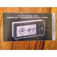 Instructivo Radio Reloj Transistor Zenith Royal 850 segunda mano   México 