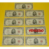 Ccc2 Billetes 5 Usa Dollar Sello Rojo 1963 Lote , usado segunda mano   México 