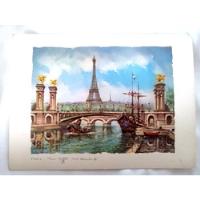 Litografía De Torre Eifel De París, Francia, usado segunda mano   México 