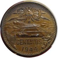 Usado, Moneda 20 Centavos 1944 Mo Sin Circular segunda mano   México 