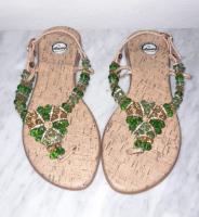 Sandalias Para Playa Con Pedreria Verde Mujer Talla 22 Mx   segunda mano   México 