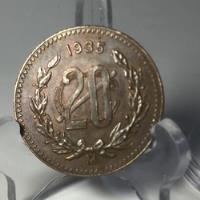 Moneda Cobre 20 Centavos Monograma 1935 Buena Condición segunda mano   México 