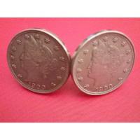 Mancuernillas Hechas Con Dos Monedas Usa V Cents Año 1900 segunda mano   México 