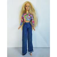 Barbie Vintage Rubia Mezclilla Pantalon Blusa Flores 1991, usado segunda mano   México 
