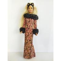 Usado, Barbie Vestido Leopardo Retro Rubia Rosa Orejas 1998 segunda mano   México 