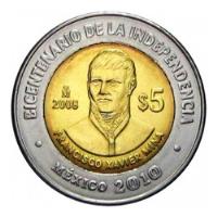 Moneda Conmemorativa Francisco Xavier Mina De 5 Pesos segunda mano   México 