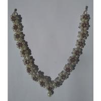 Collar Flores Dama Imitación Perlas Zirconias Blanco-morado, usado segunda mano   México 