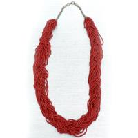 Collar Coral Rojo Schmalte, 30 Hilos, Estilo Boho, Vintage segunda mano   México 