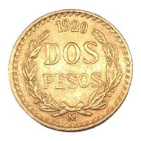 Moneda Antigua De $2 Pesos Oro 21 Kilates Año 1920 segunda mano   México 