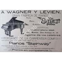 Cartel Vintage Pianos Everett 1895 Casa Wagner Y Levien /86, usado segunda mano   México 