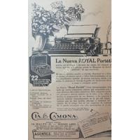 Cartel Vintage Maquinas De Escribir Royal Portatil 1926 /21, usado segunda mano   México 