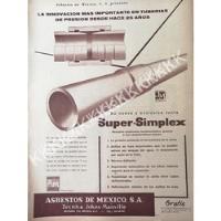 Cartel Asbestos De Mexico  Presenta. Super-simplex 1956 414, usado segunda mano   México 