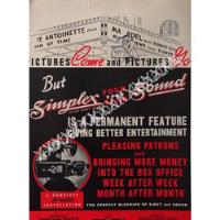 Cartel De Proyector De Cine Simplex Sound Para Teatros 1939, usado segunda mano   México 