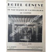 Cartel Retro Hotel Geneve 1941 Ciudad De Mexico segunda mano   México 