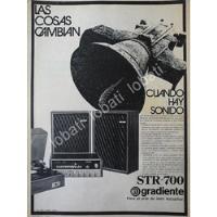 Cartel Vintage Equipos De Audio Gradiente Str-700 1970s /168 segunda mano   México 