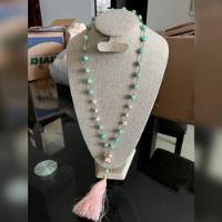 Collar Turquesa Con Perlas Hindu Nudo De Rosario segunda mano   México 