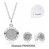 Collar Y Aretes Pan Log Compatible Marca Pandora,plata+bolsa segunda mano   México 
