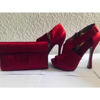 Usado, Combo Zapatos + Bolsa  Color Rojo, Brillante Para Fiesta. segunda mano   México 