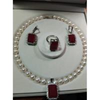 Collar Perlas Cultivadas  Con Dije De Rubi , Aretes,pulsera , usado segunda mano   México 