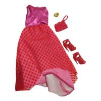 2016 Ropa Para Muñecas Barbie-vestido Rosa/rojo+collar+bolso, usado segunda mano   México 