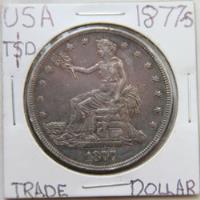 Usado, Eeuu 1877 S Antigua Trade Dollar Au Sin Limpiar Moneda Plata segunda mano   México 
