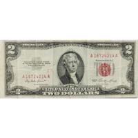 Billete 2 Dollares Usa Sello Rojo 1953 De La Suerte Sk01, usado segunda mano   México 