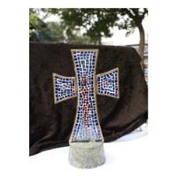 Usado, Antigua Cruz Crucifijo En Vidrio Tipo Vitral Y Estuco Alemán segunda mano   México 
