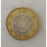 Moneda De 10 Pesos 2001 Cambio De Milenio Bien Conservada. , usado segunda mano   México 