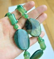 Collar Grande Jade Manzana Verde Plata Artesanal Antiguo segunda mano   México 