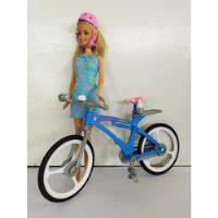 Barbie Bicicleta Ciclista Casco Pedales Azul , usado segunda mano   México 