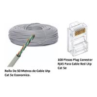 Usado, Cable Utp Cat 5e Economico Rollo De 50 Metros + 100 Conector segunda mano   México 