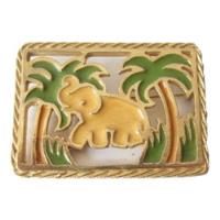 $ Antiguo Broche Vintage Palmeras Dorado Elefante Años 60s., usado segunda mano   México 