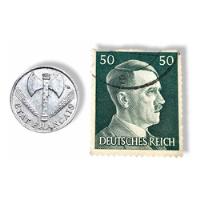 Timbre Hitler Moneda 50 Centésimo Francia Ocupada X Alemania, usado segunda mano   México 