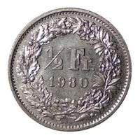 Moneda 1/2 Franco 1980 Suiza Helvetia Buena Conservacion segunda mano   México 