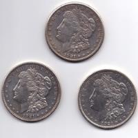 Usado, 3 Monedas Dólar Morgan 1921 P D S Buen Estado Plata Ley .900 segunda mano   México 