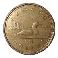 Moneda 1 Dolar 1991 Canada Elizabeth Ii D G Regina Somormujo, usado segunda mano   México 