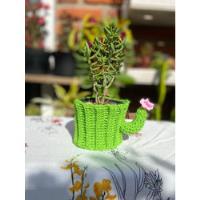 Macetero Tejido A Mano Cactus Crochet  Con Suculenta  segunda mano   México 