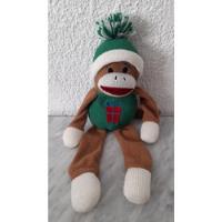 Peluche Sock Monkey Schylling Navideño 42 Cm  Original segunda mano   México 