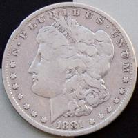 Usado, 1881 P Un Dólar Morgan Vf Buen Estado Moneda Tono Plata 1$ segunda mano   México 
