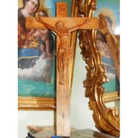 Hermosa Antigua Cruz Cristo Jesus Tallado En Madera  segunda mano   México 