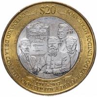 Usado, Moneda 20 Pesos Centenario Constitución Mexicana Año 2017 segunda mano   México 