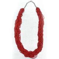 Collar Coral Rojo Schmalte, 29 Hilos Trenzados, Boho Vintage, usado segunda mano   México 