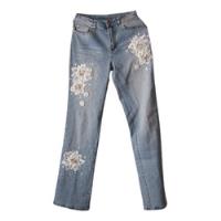 $ Pantalon Jeans Diane Gilman Flor Pedreria Vintage Original segunda mano   México 