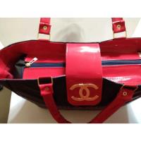 Bolsa Azúl Marino Con Rojo Chanel New 45 Cm  segunda mano   México 