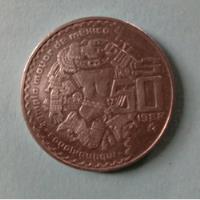 Moneda De 50 Pesos Coyolxauhuqui Templo Mayor 1982.  segunda mano   México 