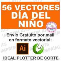 Kit 56 Vectores Día Del Niño Vector Vinilos Vidrieras segunda mano   México 