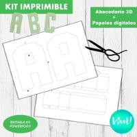 Kit Imprimible Molde Letras 3d Tamaño A4 Editables + Papeles segunda mano   México 