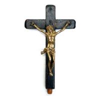 Antiguo Cristo De Bronce, Montado En Cruz De Madera, Pequeño segunda mano   México 